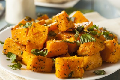 Dès 15/18 mois : Déjeuner - Courge butternut aux herbes de Provence, blé à la tomate et champignons et filet de dinde Texture "Morceaux" DLC 18/11/2024