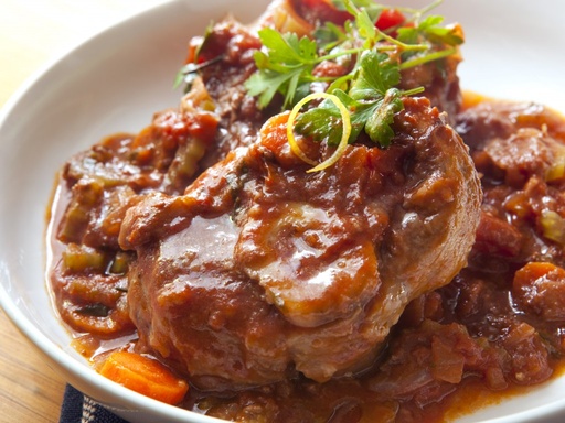 Dès 10/12 mois : Déjeuner - Osso bucco revisité pour bébé (carottes tomates pâtes) au veau   Texture "Mouliné" DLC 28/05/2025
