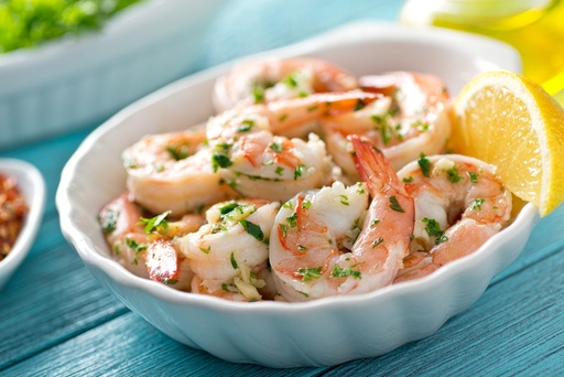 Dès 15/18 mois : Déjeuner -  Aubergines et fonds d'artichauts au curcuma,  Pâtes au pesto  et  crevettes sautées en persillade Texture "Morceaux" DLC 20/07/2025