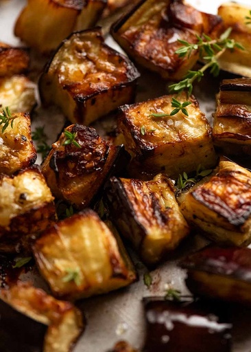 Dès 10/12 mois : Déjeuner -  Aubergines et fonds d'artichauts au curcuma,  Pâtes au pesto  et  Dos de Lieu noir Texture "Mouliné" DLC 20/07/2025